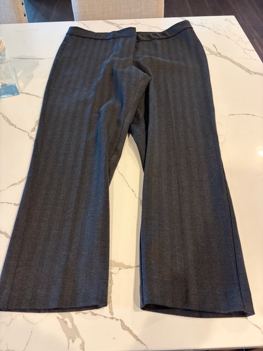 Amanda & Chelsea Cropped Pinstripe Dress Pants in Charcoal Gray